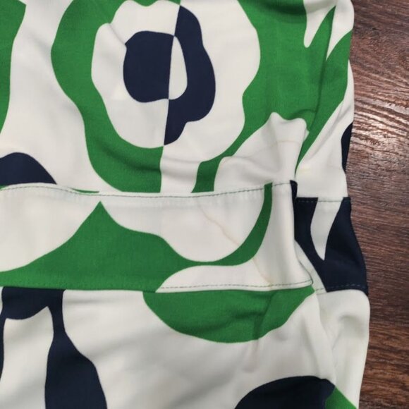 Banana Republic Geometric Preppy Twee Knee Length Wrap Dress Green/White Large - Picture 9 of 13